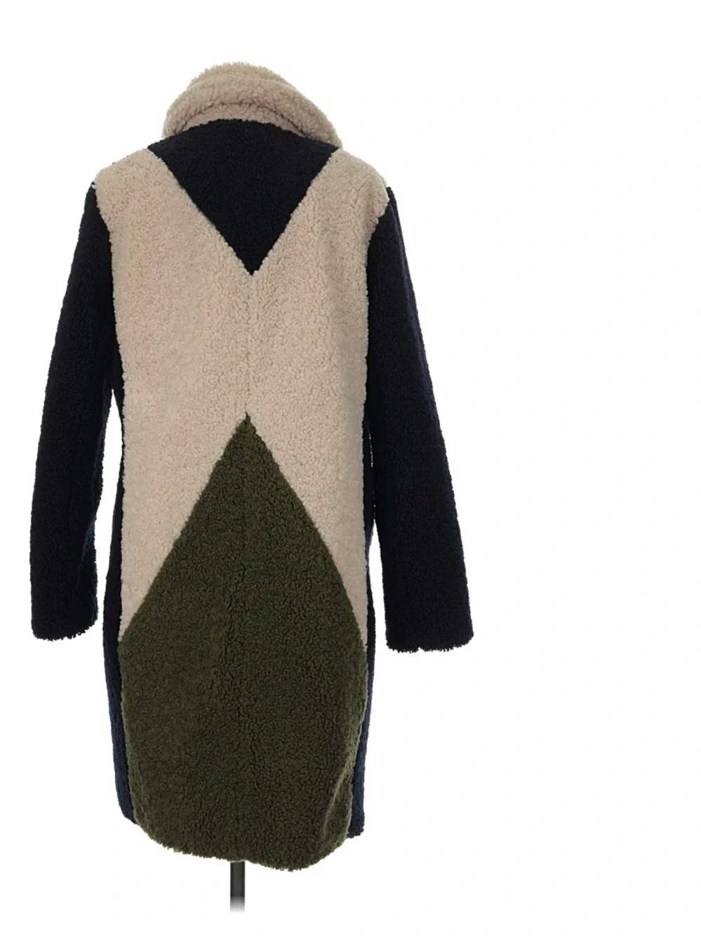 J. Crew Colorblock Sherpa Long Coat - Navy, Cream & Olive